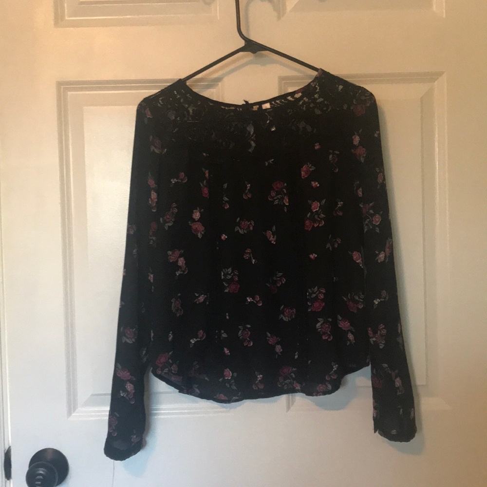 Long sleeve black floral shirt